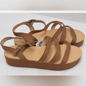 Old Navy 1-1/2" Platform Chestnut Open Toe Sandals Ankle Strap Girls Size 4y